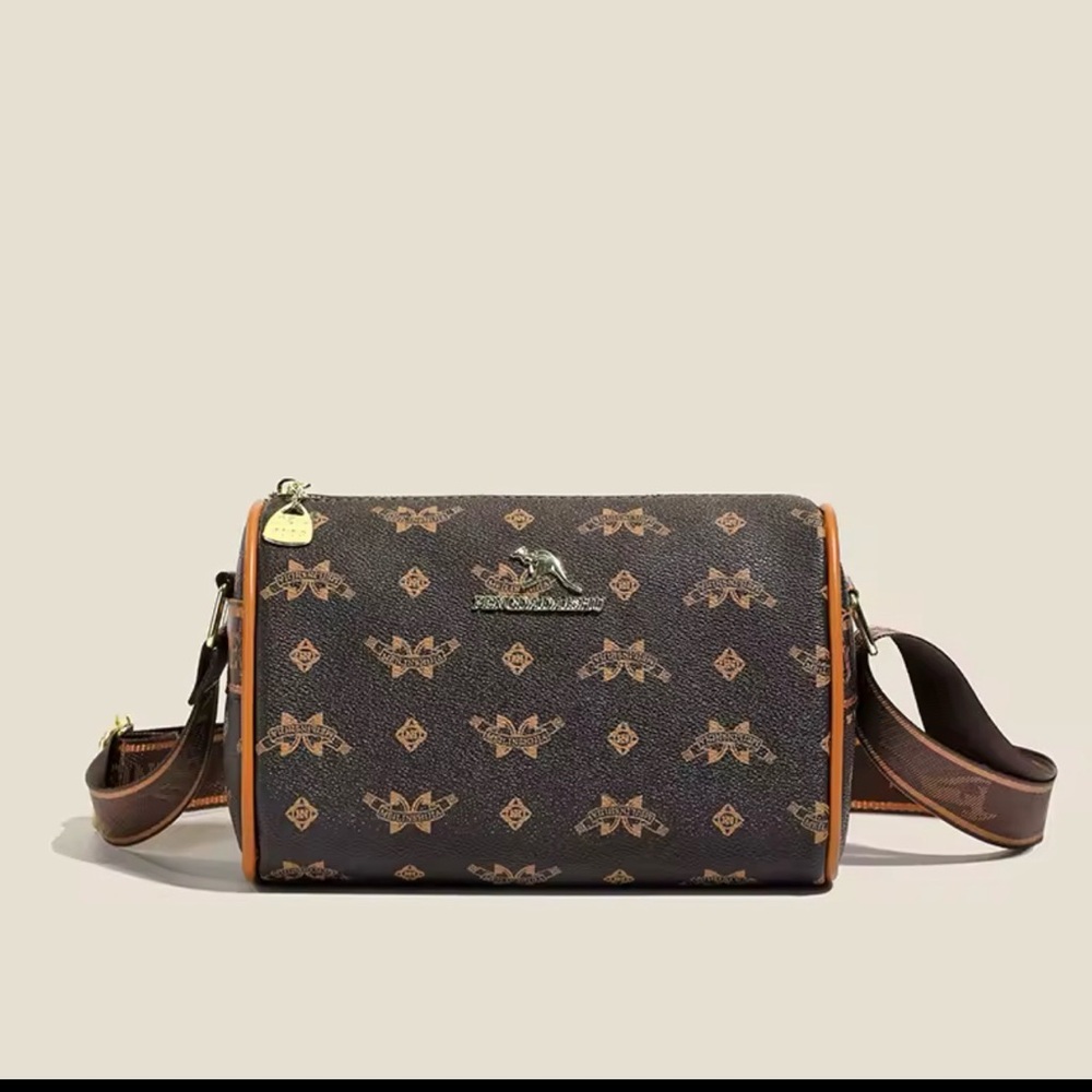 NWT Brown Monogram Crossbody Bag with Faux Leather Trim - Picture 10 of 16